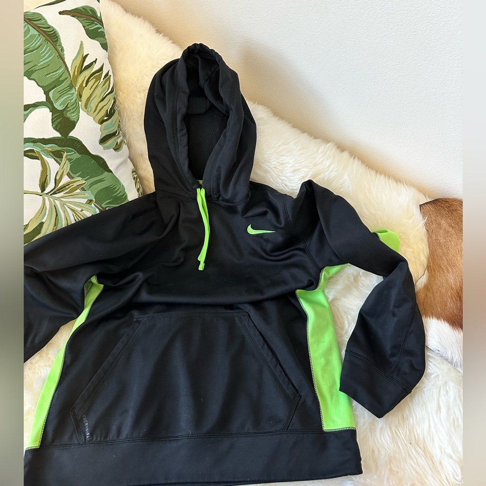 Women’s and Men’s Nike Neon Green and Black Sweatshirt and hoodie.